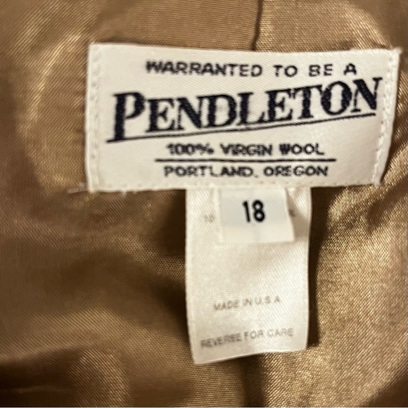 Pendleton Vintage Women's Tan Herringbone Button Down Virgin Wool Jacket Size 18 - Picture 11 of 16
